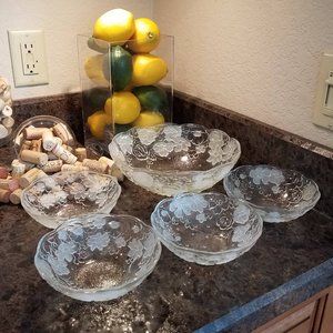 5 Pc. Set Vintage Glass Serving Bowls